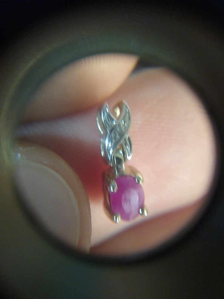 0.8 Grams Han Diamond & Ruby Sterling Silver 925 Charm Pendant