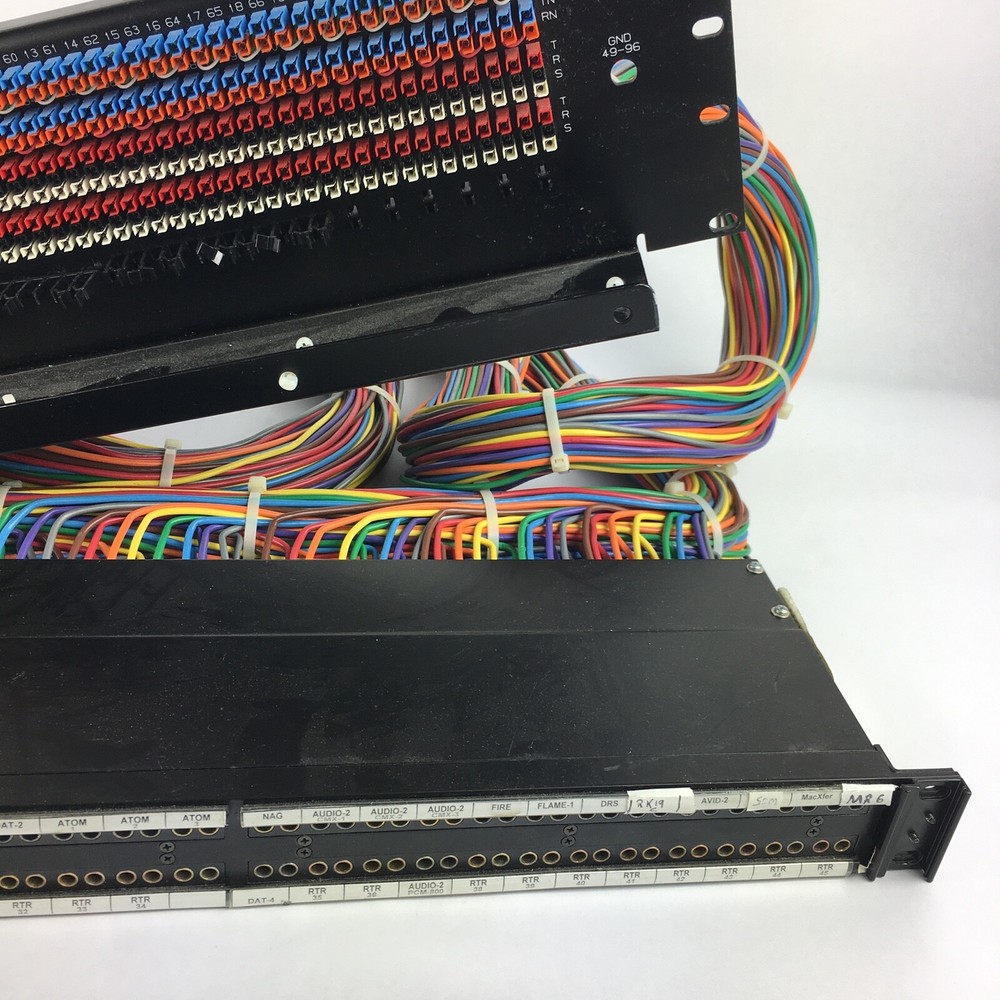 ADC 96 Bantam TT patchbay connected to ADC UP-96NMKII PPC RACKMOUNT PATCHBAY