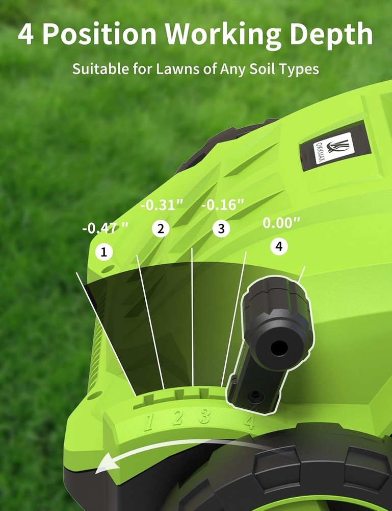 Powerful Foldable Electric Dethatcher with Collection Bag and Depth Adjustment