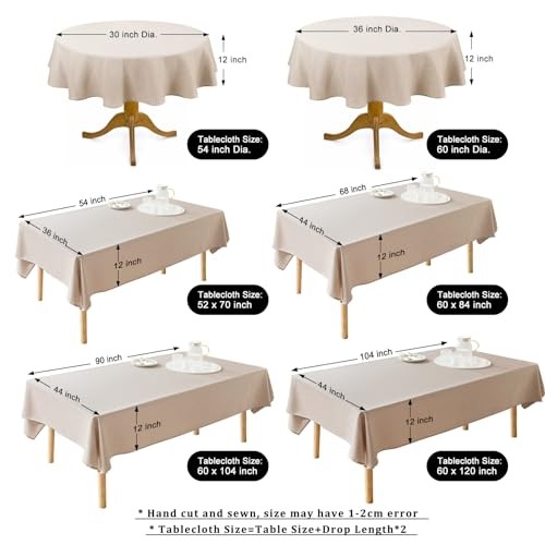 Textured Polyester Tablecloth Rectangle 52x70 Waterproof Spill-Proof Wipeable