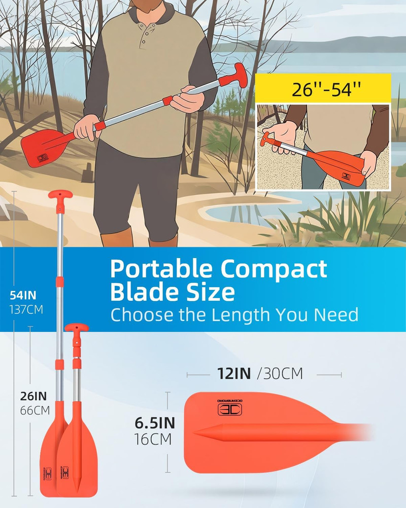 OCEANBROAD Telescoping Emergency Paddle 21''-42''（Assembling Required）/26''-54''