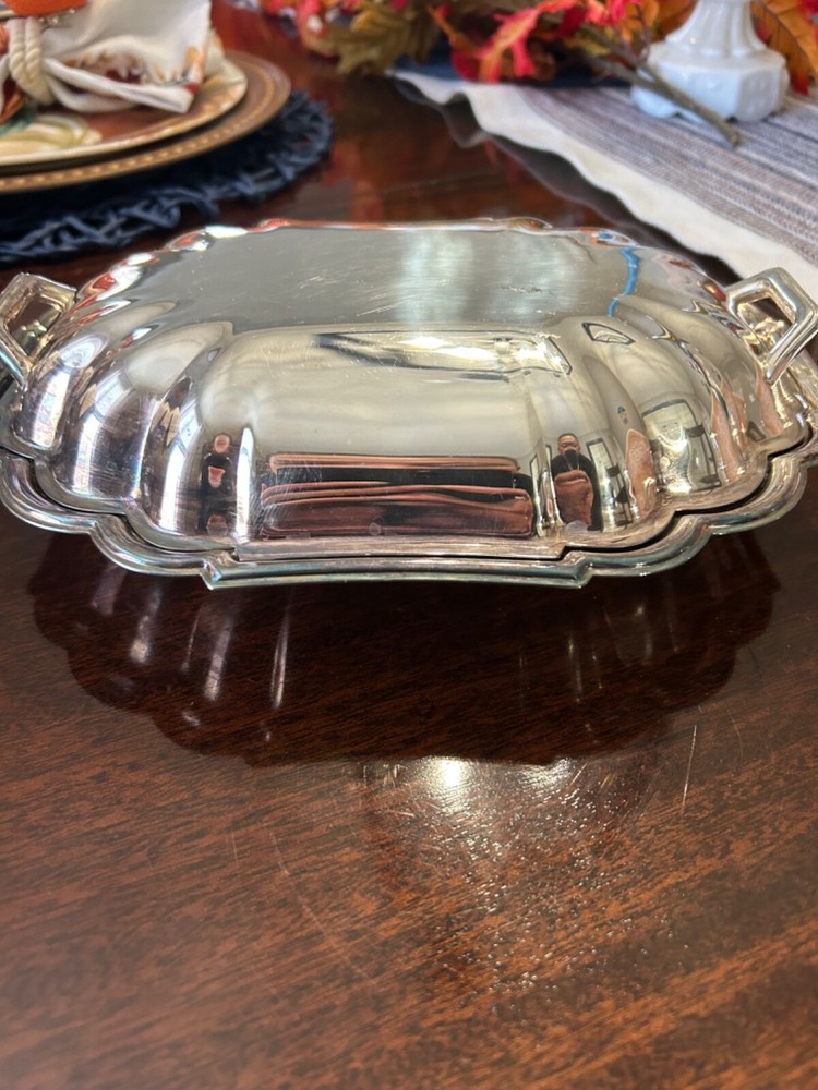 Vintage Gorham Heritage Covered Scalloped Oblong Serving Dish VH19