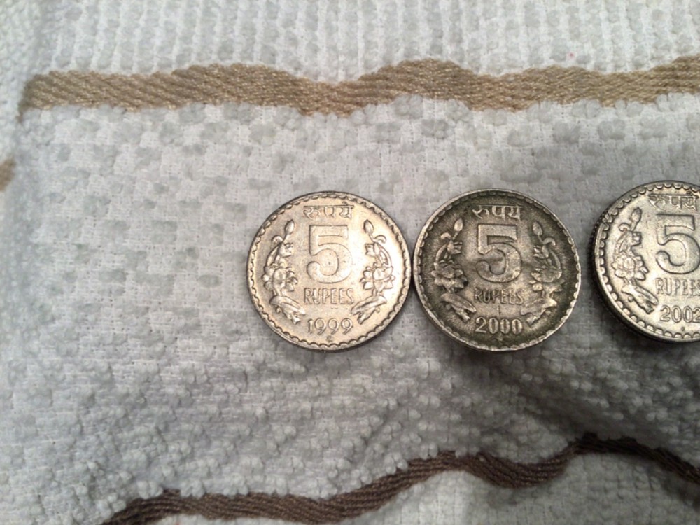 1999 2000 2002 India 5 Rupees Coin