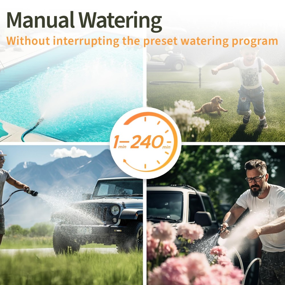 Sprinkler Timer 2 Zone, Programmable Water Hose Timer 2 Outlet for Garden, Ou...