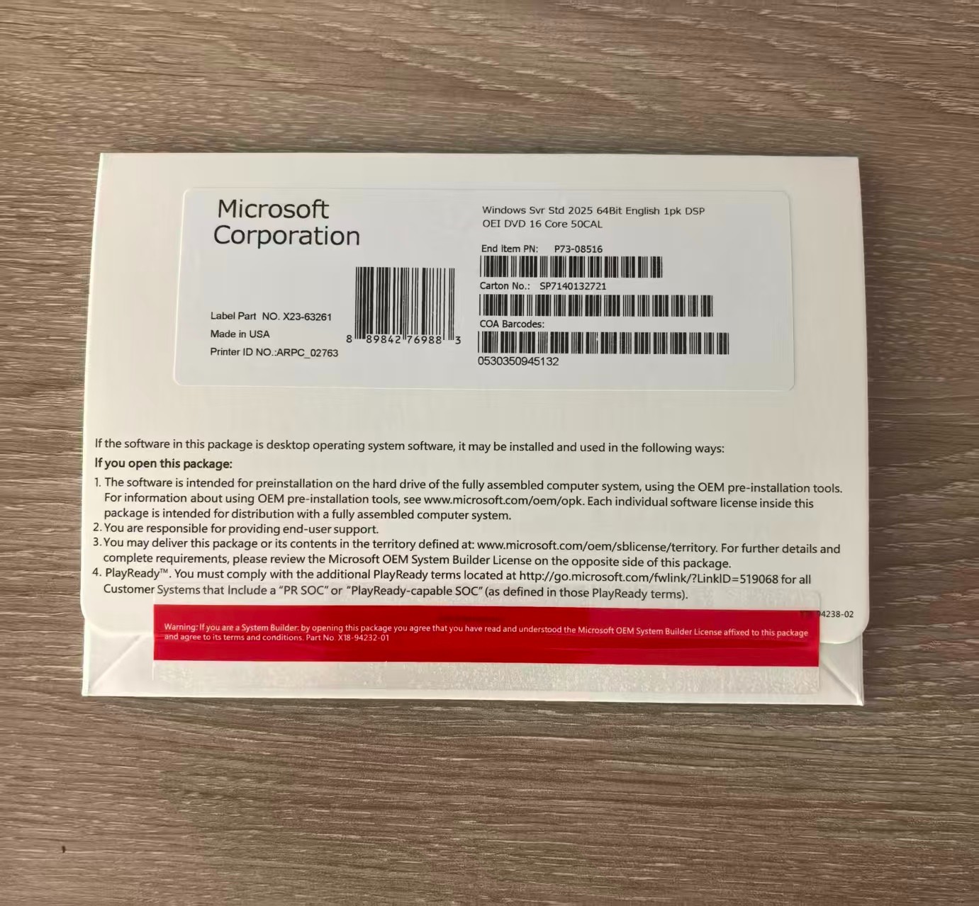 Win Server 2025 Standard - New Sealed DVD and Product Key - 16 Core 50 Cal。。