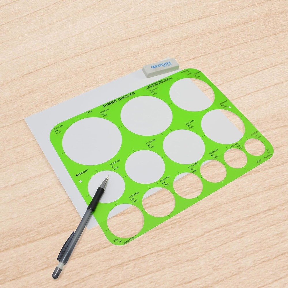 Plastic Shape Template Tool 8.75x11.5 Jumbo Circles Drawing Template