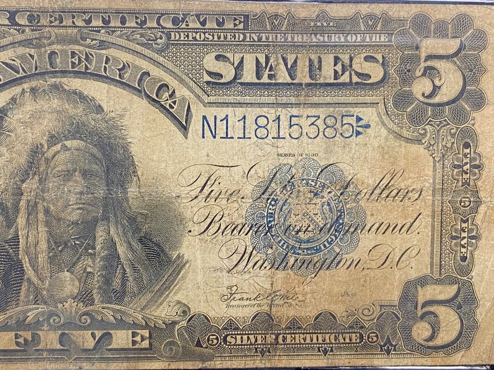 1899 $5 Indian Chief Silver Certificate Large Size Note