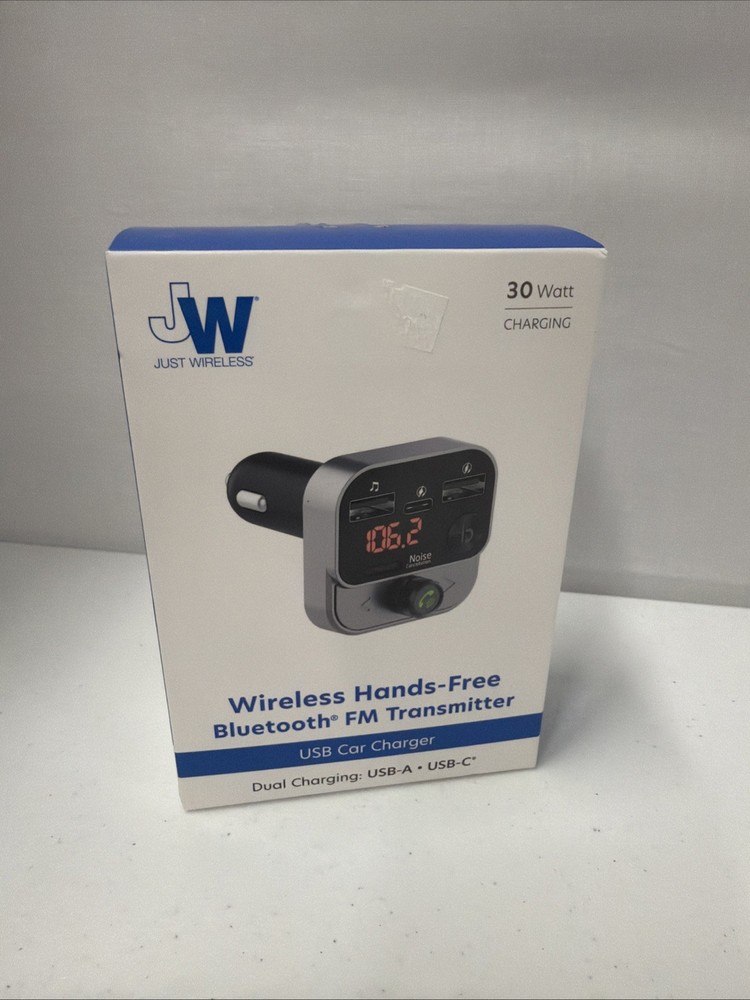 Just Wireless FM Transmitter with USB-C and USB-A Charging Port - Black