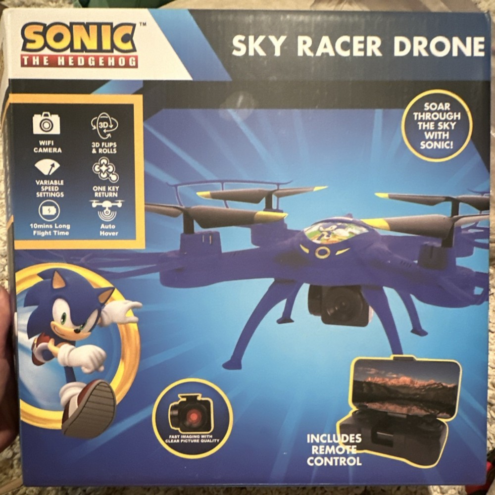 Sonic The Hedgehog Sky Racer Drone Quadcopter WiFi Camera 3D Flips Auto Hover