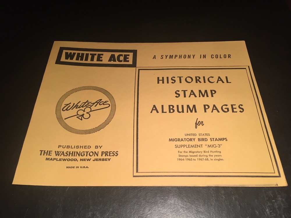 New White Ace Album Supplement Pages Migratory Bird Hunting Stamps MIG-3-1964-68