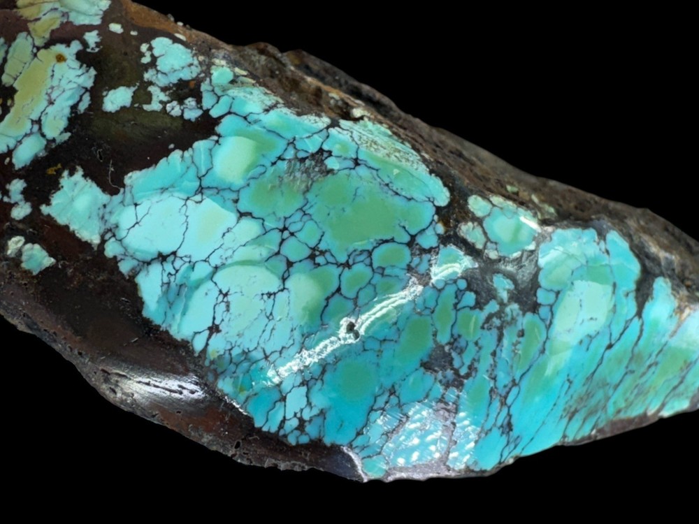 Hubei turquoise rough , solid spiderwebs  nuggets in multi colored