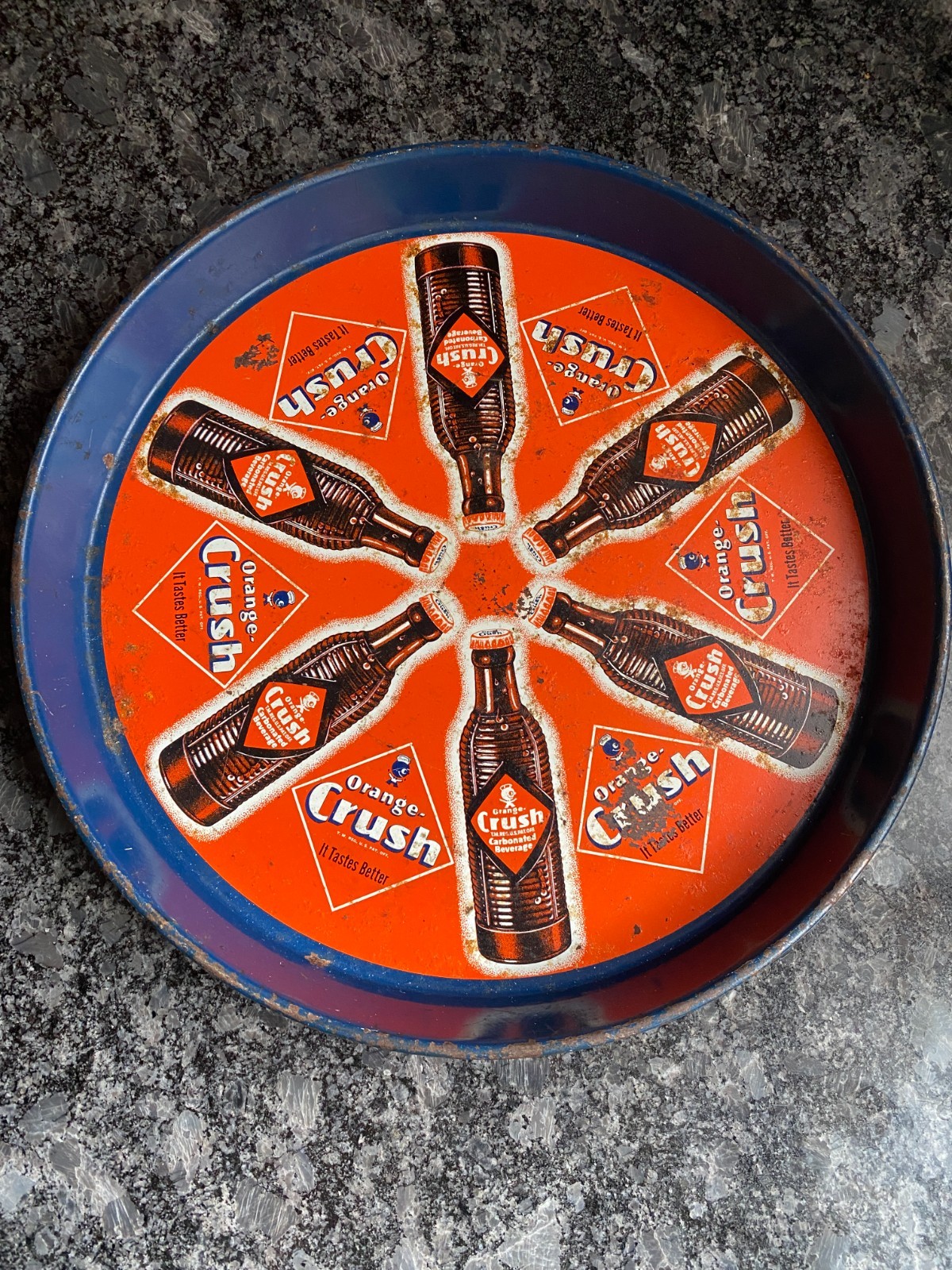 CRUSH TIN SODA SERVING TRAY - MEASURES 12"