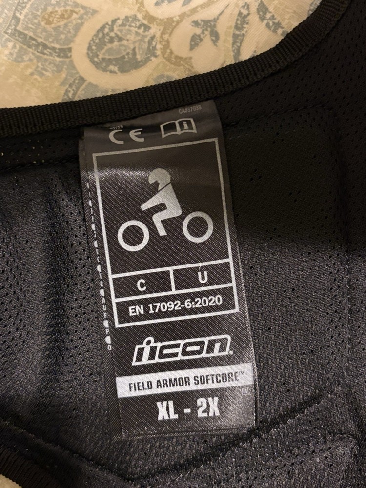 Icon Field Armor Softcore Chest & Back Protector XL-2X Black Adjustable