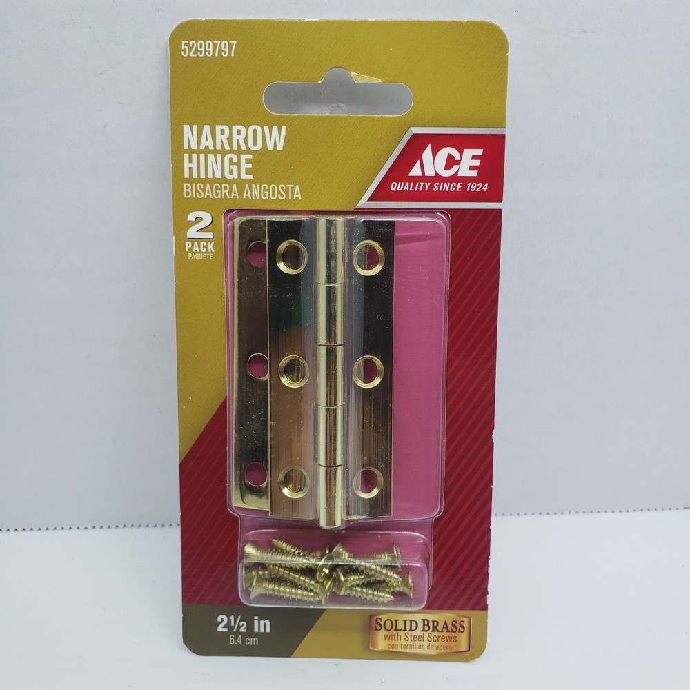 ACE Narrow Hinge SOLID BRASS  2 Pack  2-1/2"  #5299797
