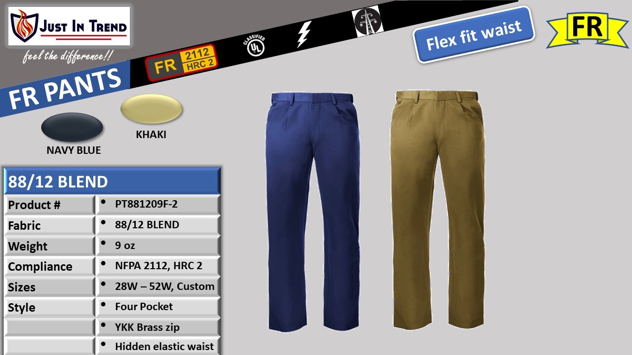 Flame Resistant FRC Pant / Trouser - 88%C/12%N - Flex fit Waist