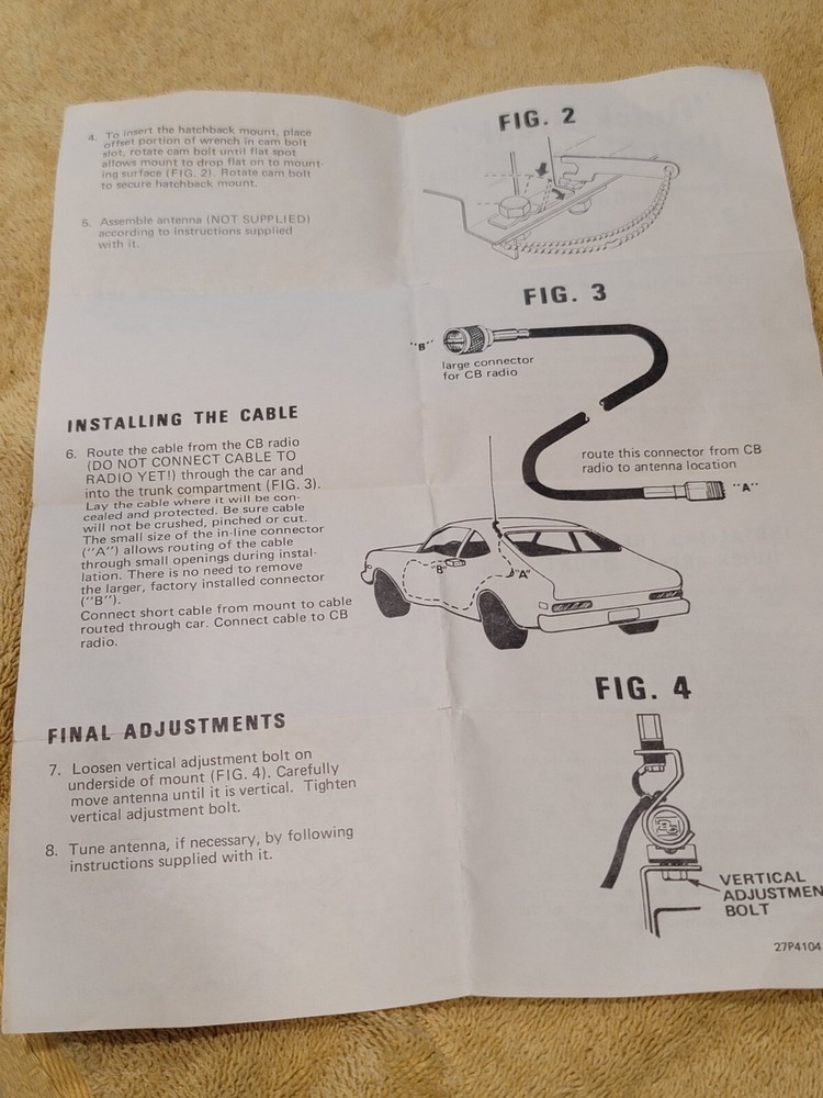 QUICK BREAK HATCHBACK MOUT ANTENNA FOR CB RADIO
