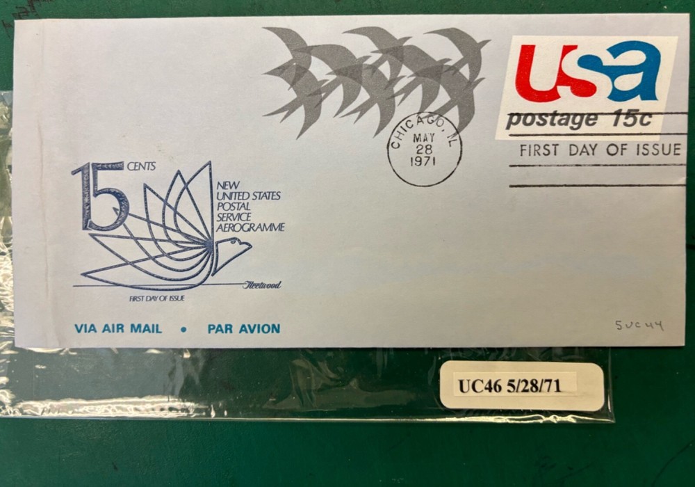 US Aerogramme, 1971, UC46. FDC.