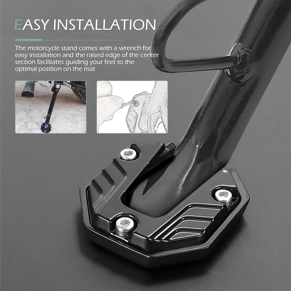 Practical Motorcycle Side Stand Foot Extended Base Fits Stability & Parking Use