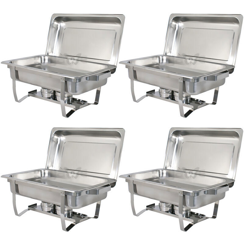 8 Quart Stainless Steel Rectangular Chafing Dish Full Size Buffet Catering 4Pack