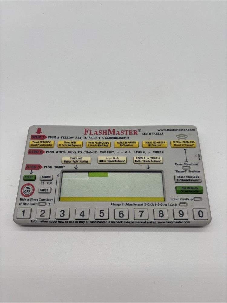 FlashMaster Math Tables Electronic Learning Tool MT1A - New Batteries, Tested!