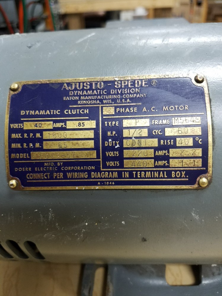 Three phase motor 1/2 hp, 5/8 shaft