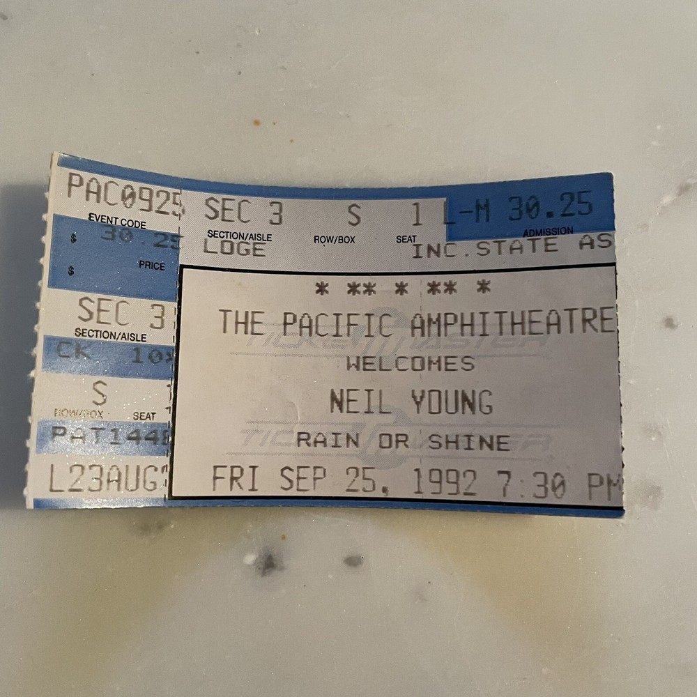 Sept 25 1992 Ticket Stub Neil Young * The Pacific Amphitheatre