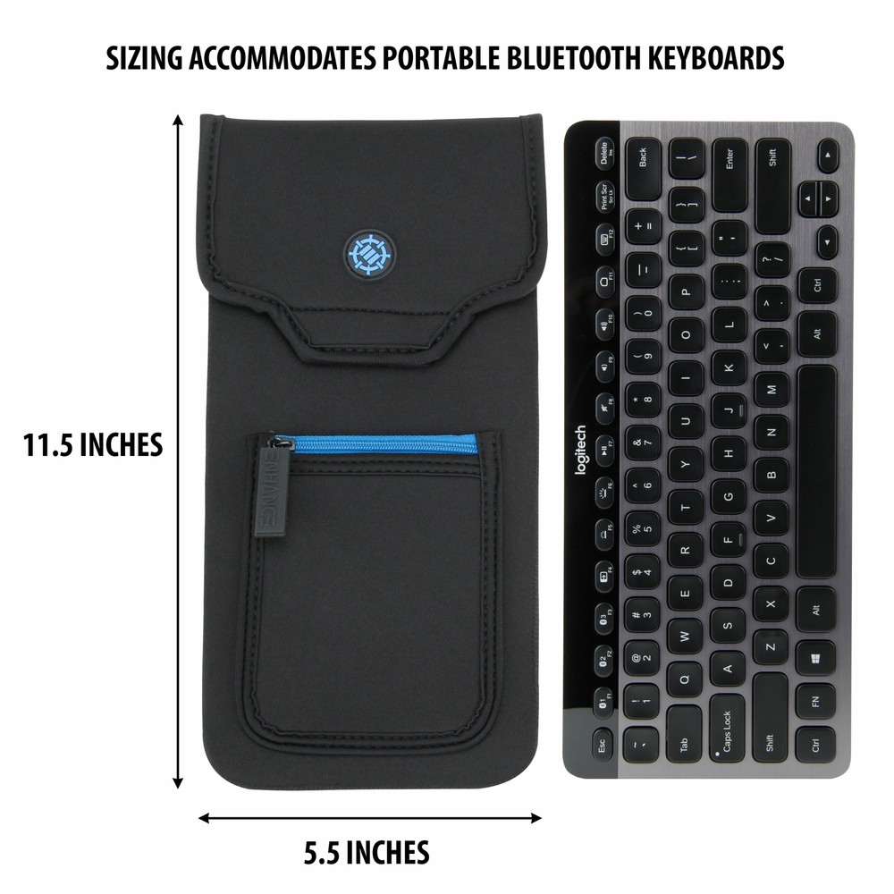 ENHANCE Bluetooth Keyboard Sleeve Case - Compatible with Logitech, Anker, Apple