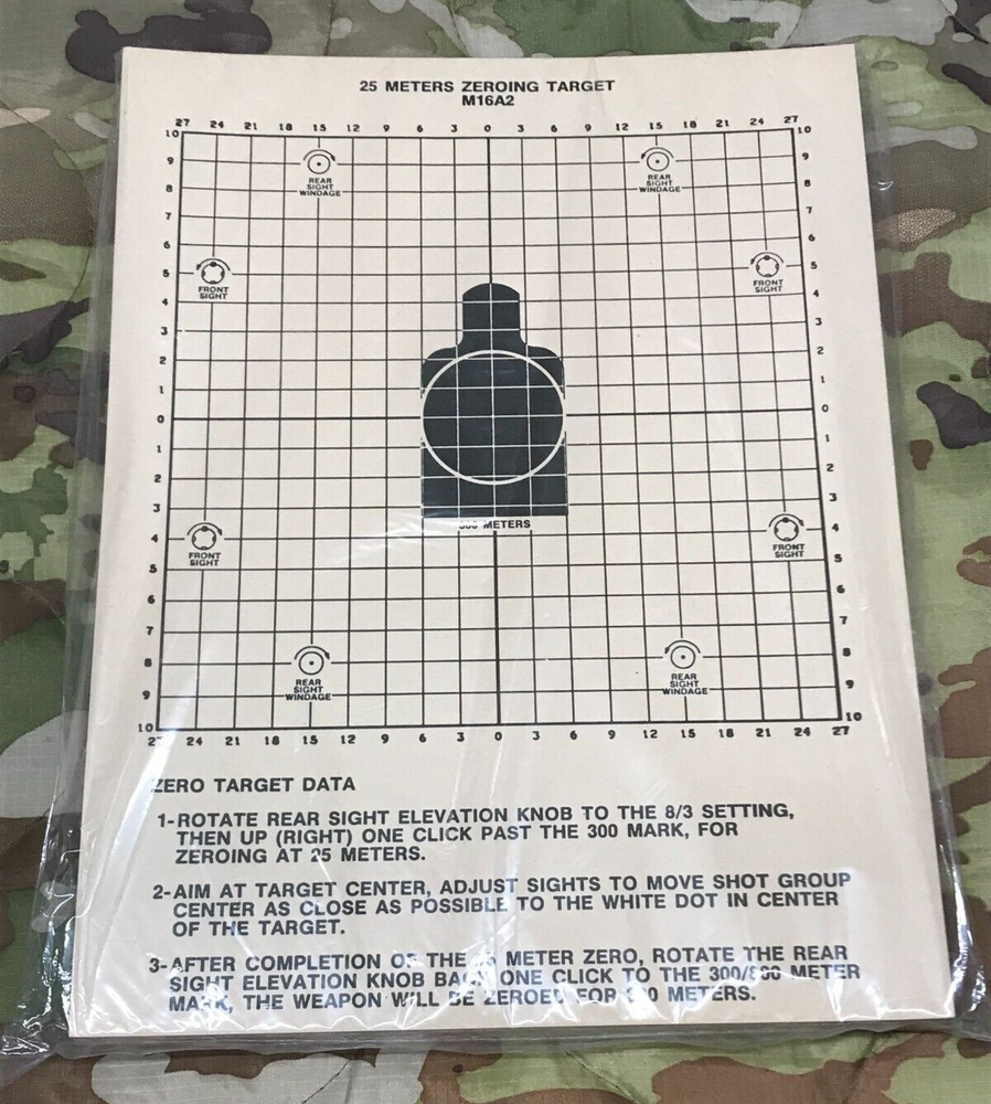 25 Meter Zeroing Target USGI PACK OF 50