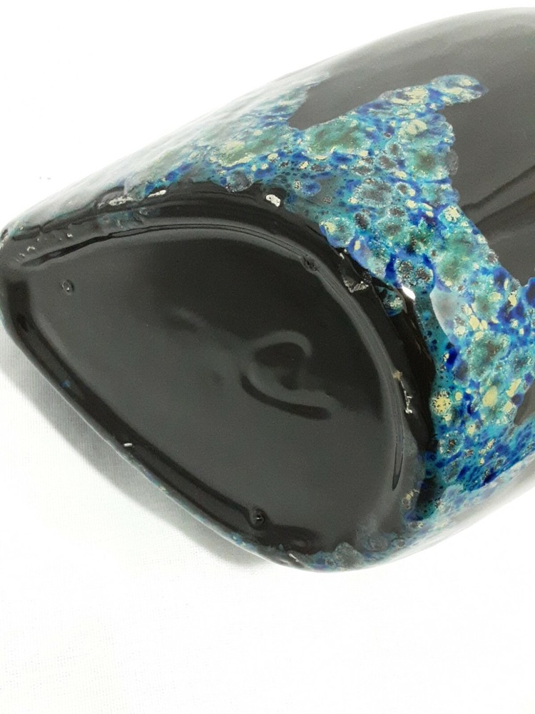 Signed Drip Pottery Pitcher With Butterflies