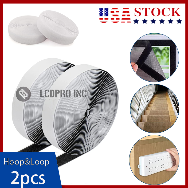 16.4FT Hook and Loop with Strong Self Adhesive Tape Strip Back Fastener Roll US