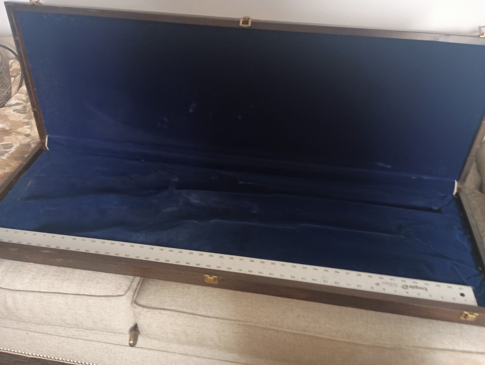 Gun Display Hardwood Case, Solid Construction And Storage. 48" Inches Long