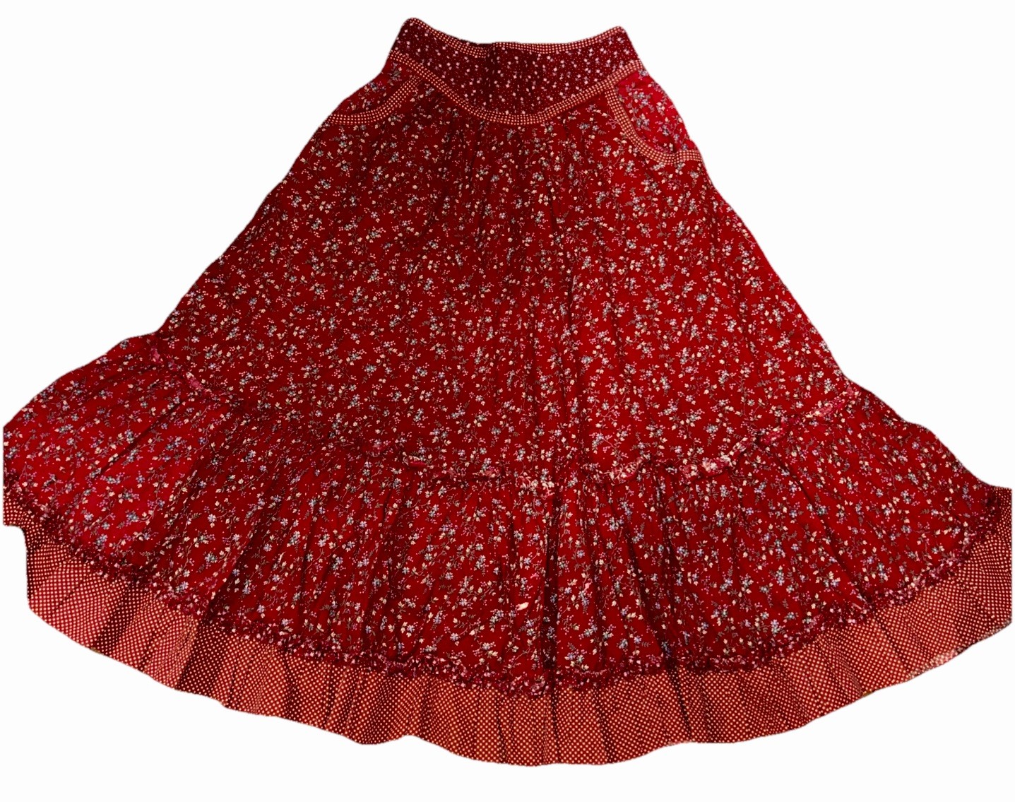 Vintage 70s Jessica's Gunnies San Francisco Burgundy Prairie Maxi Skirt Tiered