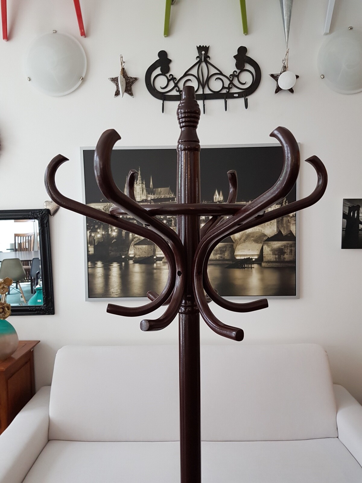 New hat and coat wood hanger rack stand antique style suspender peg