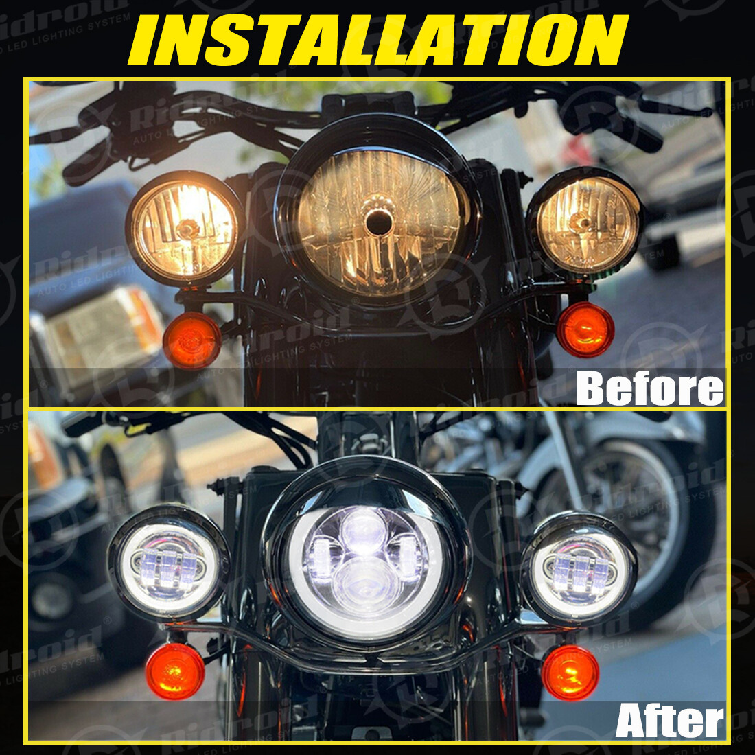7" inch Led Headlight + 4.5" Fog Light For Yamaha V-Star XVS 650 950 1100 1300