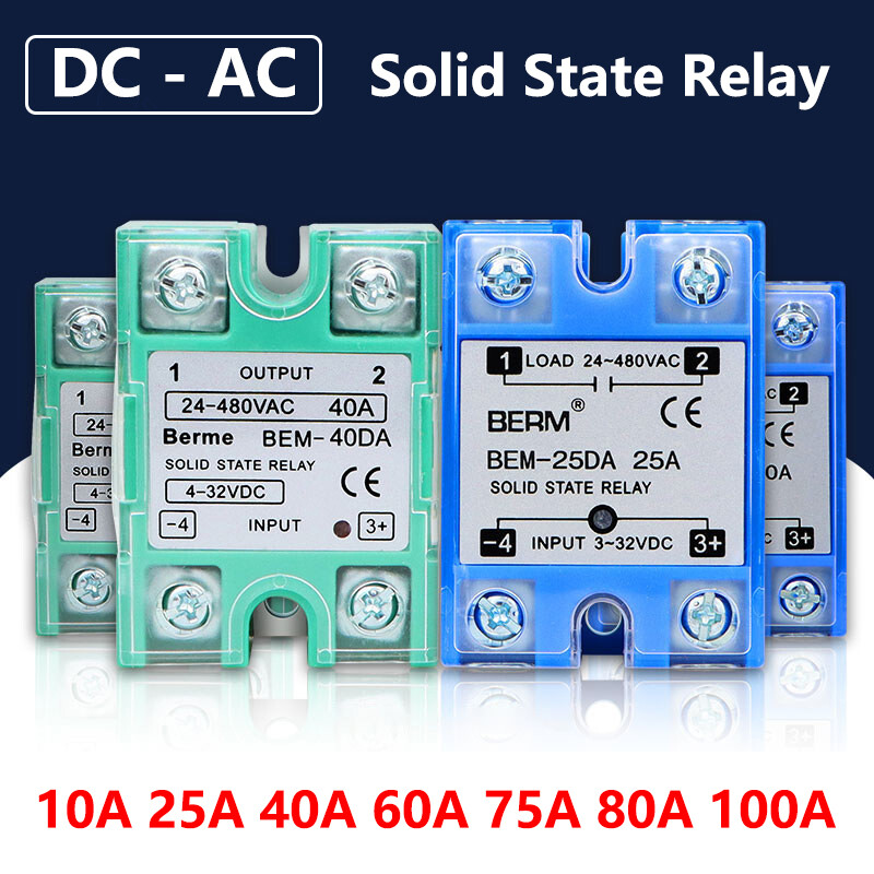 10A - 100A Single Phase BEM Solid State Relays Module DC 4V-32V to AC 24V-480V