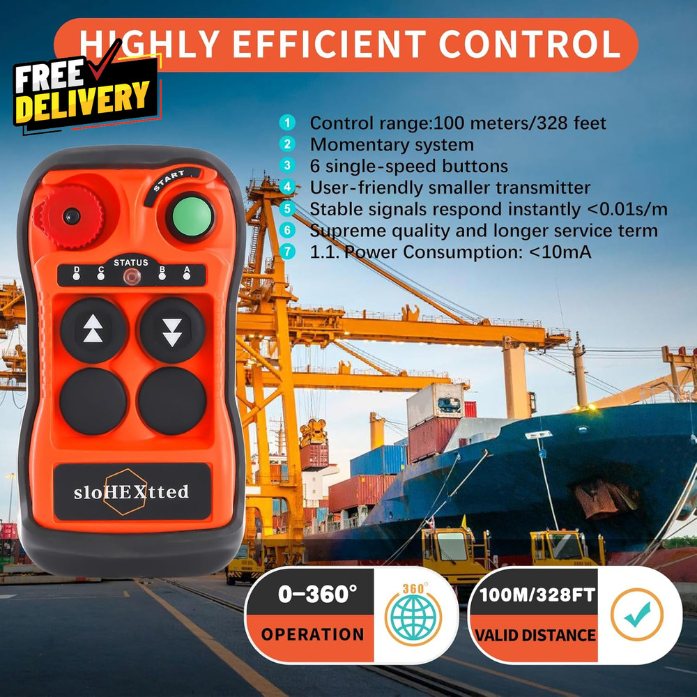 2 Button Wireless Crane Remote Control Kit 12V 24V Transmitter Receiver…