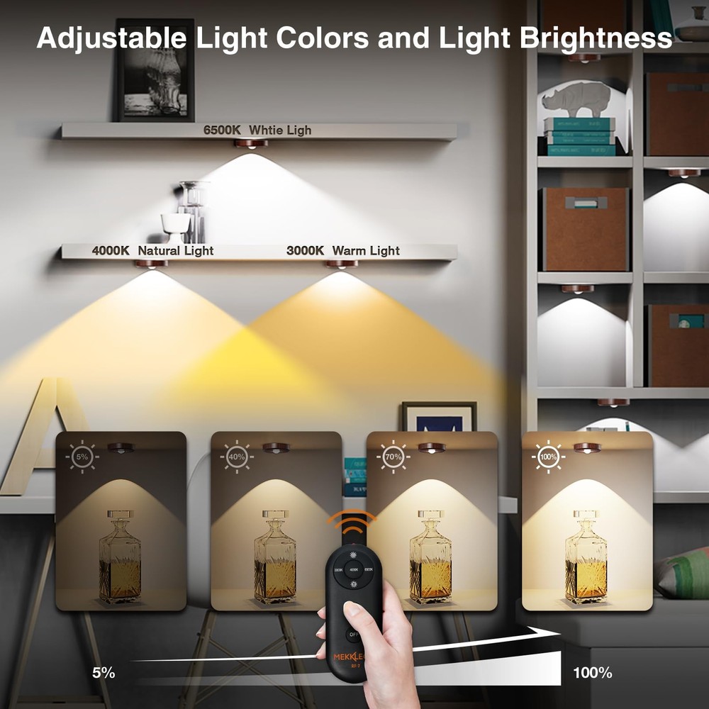 Puck Lights with Remote Control Rechargeable,Wireless Under Cabinet Lighting,...