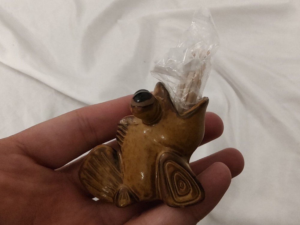Weird! Ceramic Mudfish "Mutsu Goro" Toothpick Holder With Toothpicks 🐟