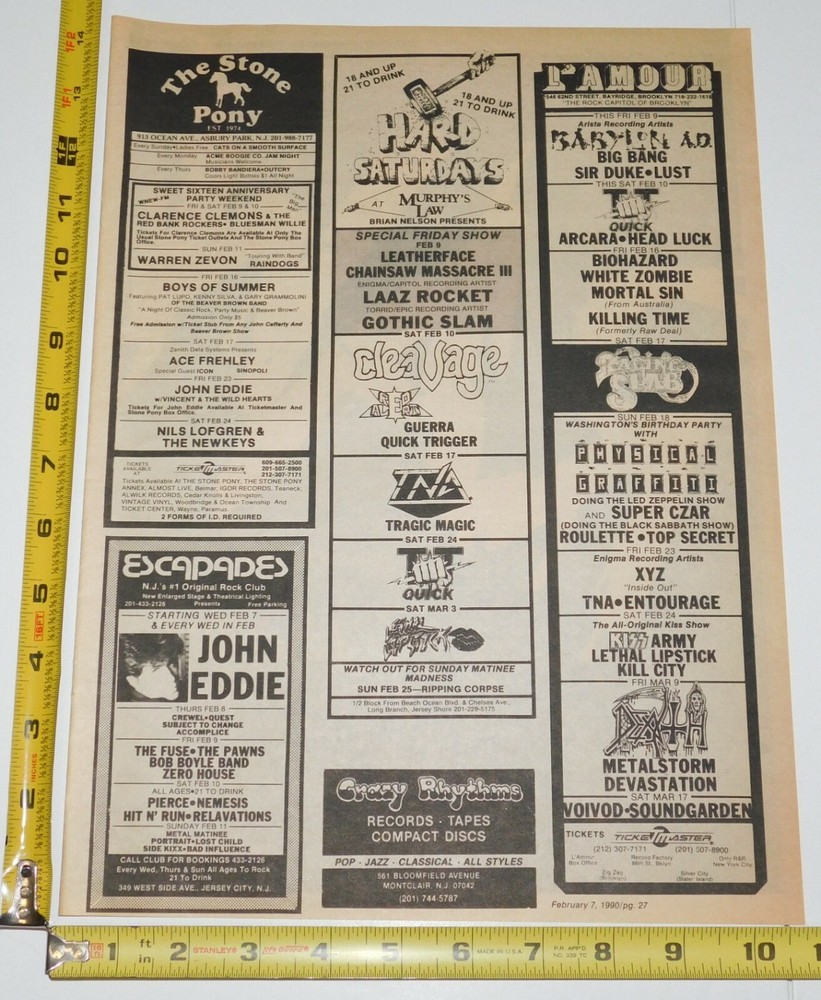 Kiss ACE FREHLEY Concert Ad Advert Stone Pony NJ Trouble Walkin Vintage Kiss A