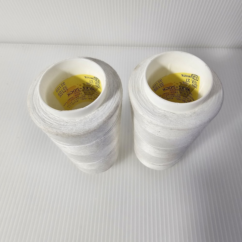 2 Maxilock Serger Thread White Spools Polyester Overlock Sewing