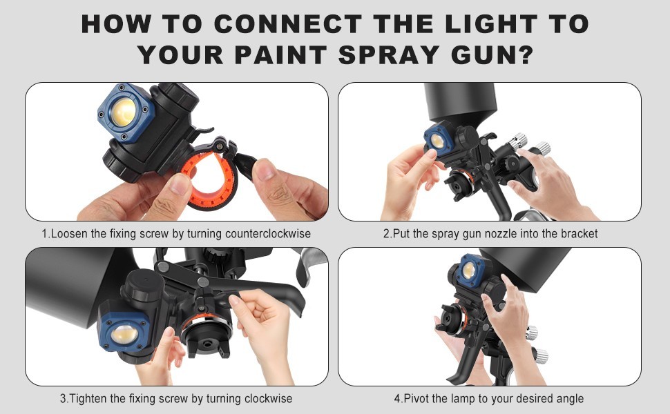 NextLED NT-R3202 Paint Spray Gun Light, CRI 95+ Color Match Mount & Detachable