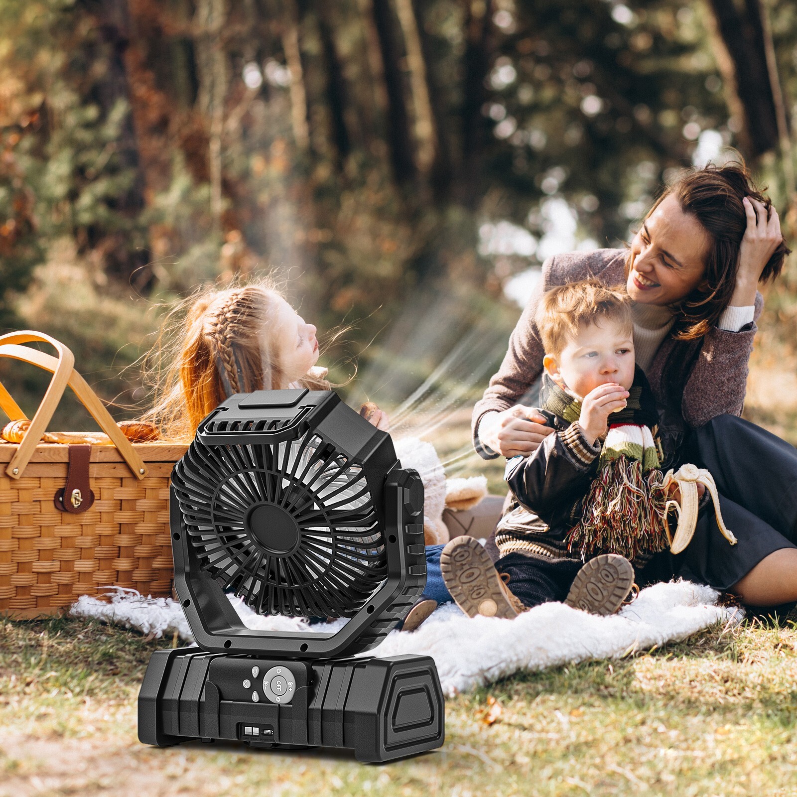 Camping Fan, 20000mAh 96Hrs Rechargeable Portable Fan with LED Lights & 4 Speeds