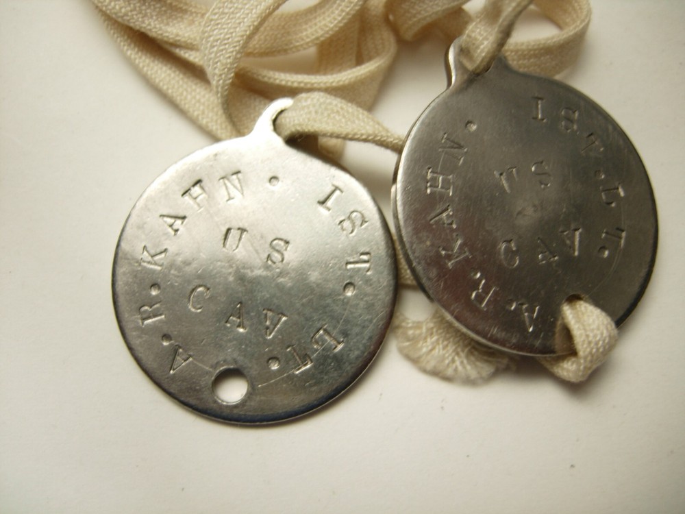 Pre WW2 US Army Dog Tag Pair - M-1924 Type "A.R. KAHN 1ST LT CAV"  "O361306"  XB