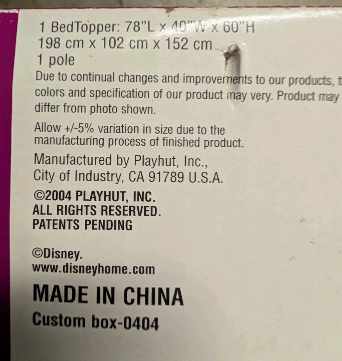 2004 Vintage Disney Princess Playhut Twin Bed Topper Canopy Original Box