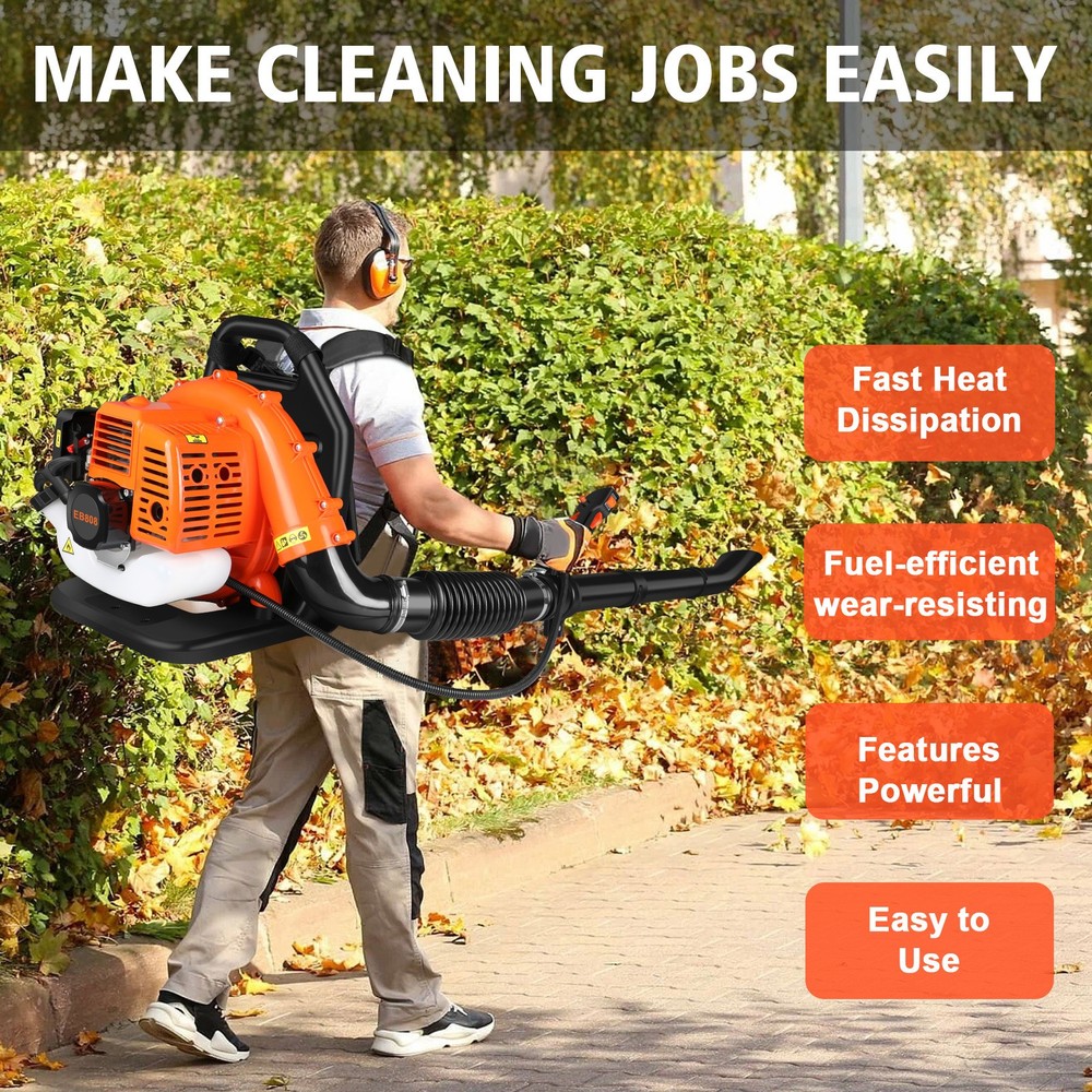 ✅Commercial Leaf Blower Snow Blower Backpack 43 CC 2-Stroke Gas Powered Engine
