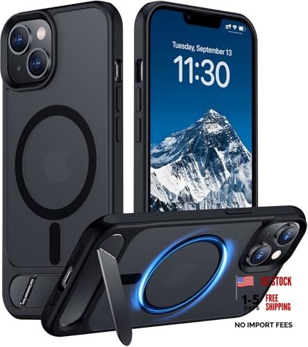 Compatible with iPhone 14 Case/iPhone 13 Case,[Built-in Invisible Black