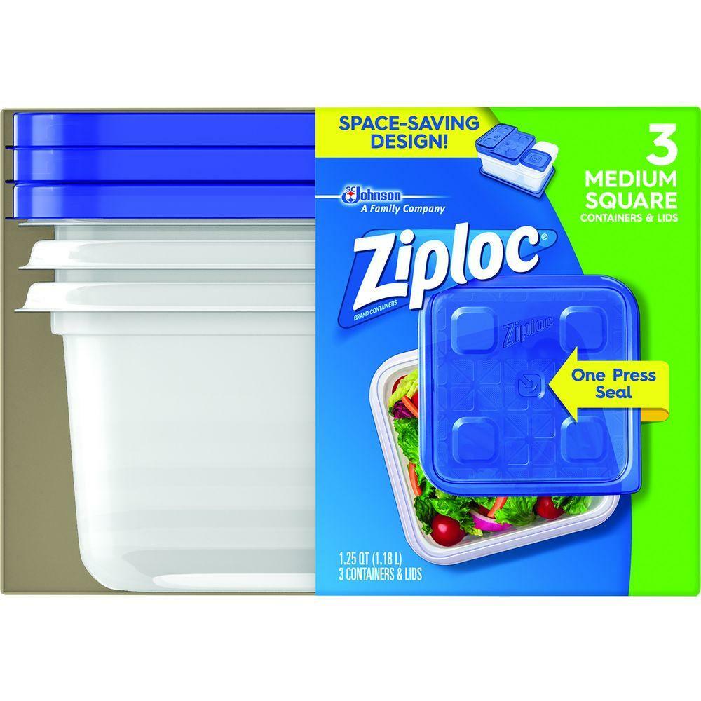ZIPLOC MEDIUM SQUARE FOOD STORAGE CONTAINERS 1.25 Quart