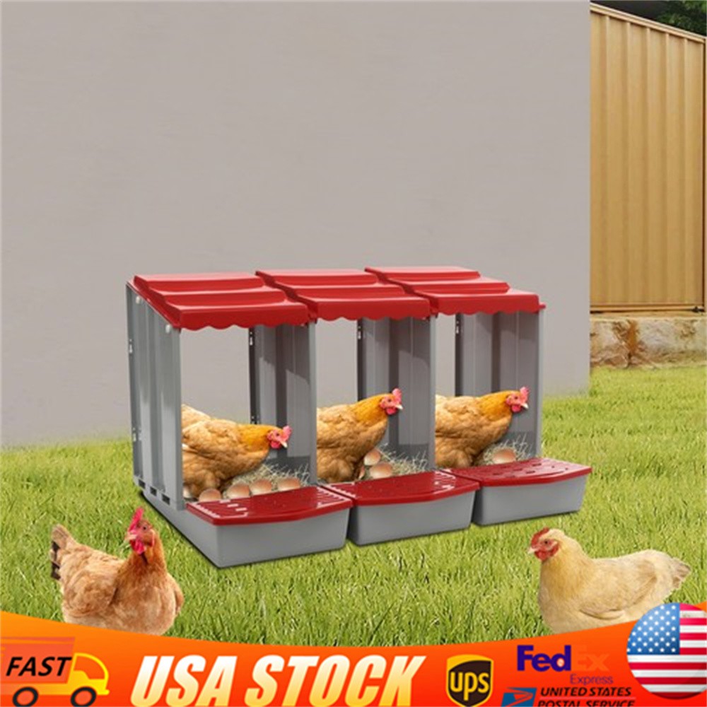 3-Compartment Chicken Nesting Box for Efficient Egg Laying and Easy Collection