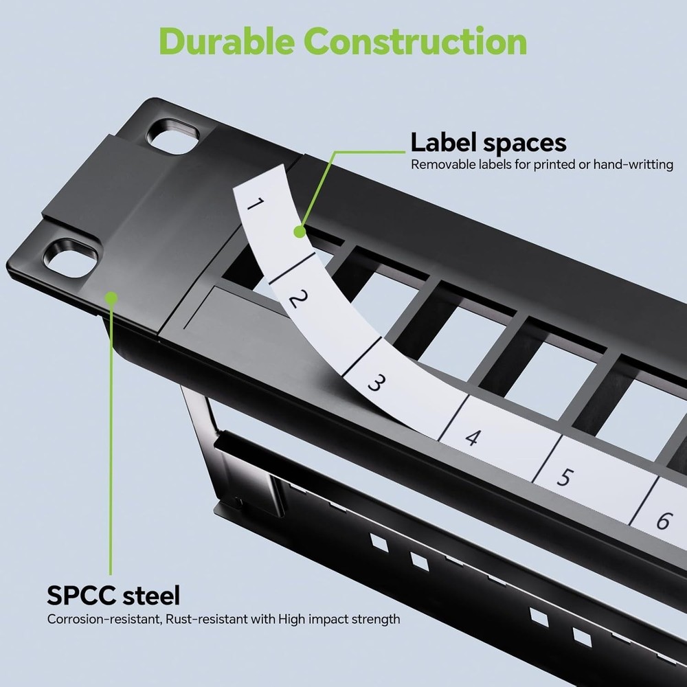 24 Port Blank Keystone Patch Panel, 1U 19 inch Cat6 Patch Panel with Detachab...