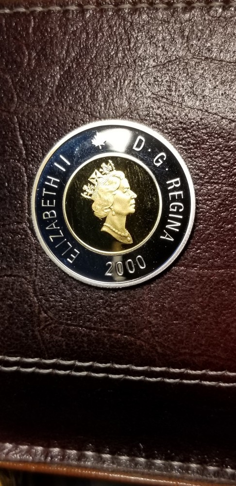 Canada 2000 Silver Proof Gem $2 Gold Plated Rare.